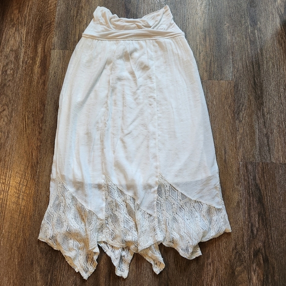 White Boho Lace Hem Skirt With Stretch Waist Size Large - Picture 5 of 7